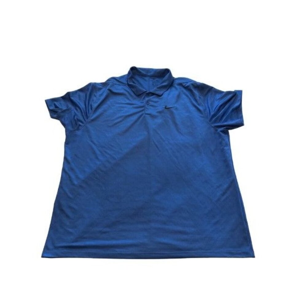 Nike Dri-Fit Polo Shirt Blue Standard Fit Mens Performance Golf Shirt